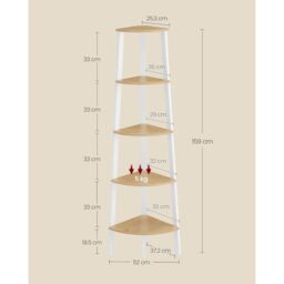 VASAGLE 5-Tier Industrial Corner Ladder Shelf Plant Stand Bookcase in Natural - thumbnail 2