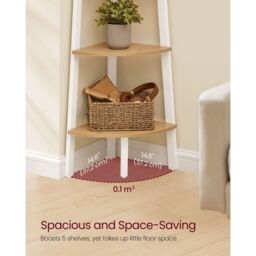 VASAGLE 5-Tier Industrial Corner Ladder Shelf Plant Stand Bookcase in Natural - thumbnail 3