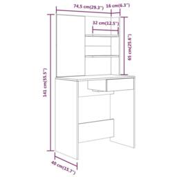 Berkfield Home Modern Dressing Table with Mirror Concrete Grey 74.5x40x141 cm - thumbnail 9