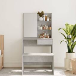 Berkfield Home Modern Dressing Table with Mirror Concrete Grey 74.5x40x141 cm