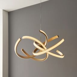 Loops LED Ceiling Pendant Light Fitting - Satin Gold & Acrylic Reflective Diffuser - thumbnail 3
