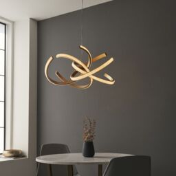 Loops LED Ceiling Pendant Light Fitting - Satin Gold & Acrylic Reflective Diffuser - thumbnail 5