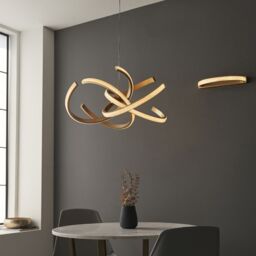 Loops LED Ceiling Pendant Light Fitting - Satin Gold & Acrylic Reflective Diffuser - thumbnail 4