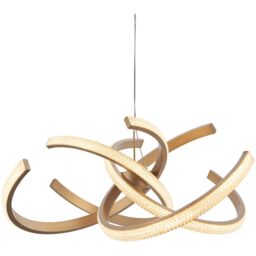 Loops LED Ceiling Pendant Light Fitting - Satin Gold & Acrylic Reflective Diffuser - thumbnail 1