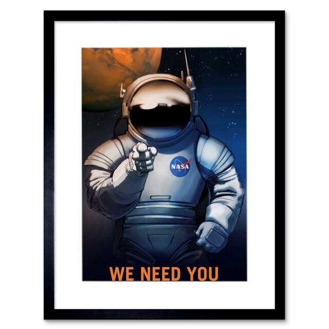 Artery8 NASA Science Mars Exploration We Need You Astronaut Poster Space Travel Job Advert Framed Wall Art Print Picture 12X16 inch - image 1