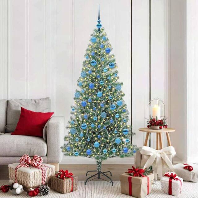 Berkfield Home Artificial Christmas Tree Snow Flocked with LED Light 180 cm in Green - image 1