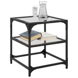Berkfield Home Coffee Tables with Transparent Glass Top 2 pcs 40x40x45 cm Steel - Size: 40 x 40 x 45 cm - thumbnail 3