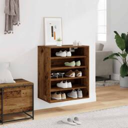 Berkfield Home Shoe Cabinet Old Wood 60x35x70 cm Engineered Wood in Brown - Size: 60 x 35 x 70 cm - thumbnail 3