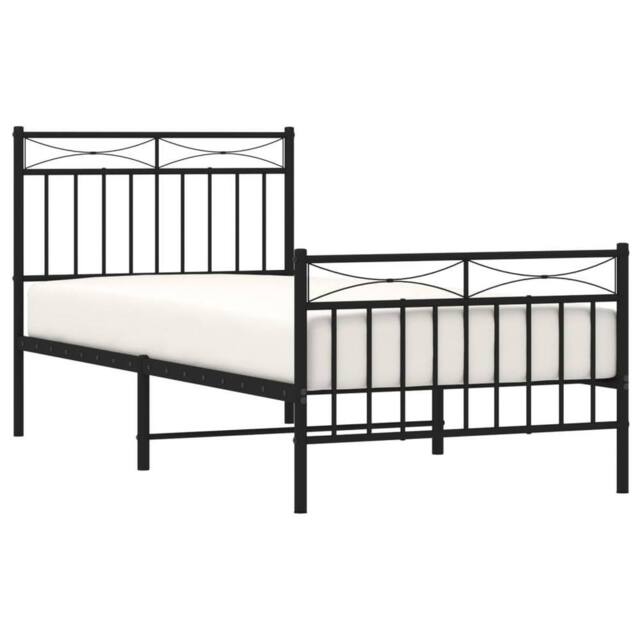 Berkfield Home Metal Bed Frame with Headboard & Footboard Black 90x200 cm - image 1