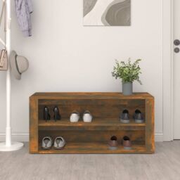 Berkfield Home Shoe Rack Smoked Oak 100x35x45 cm Engineered Wood in Brown - Size: 100 x 35 x 45 cm - thumbnail 3