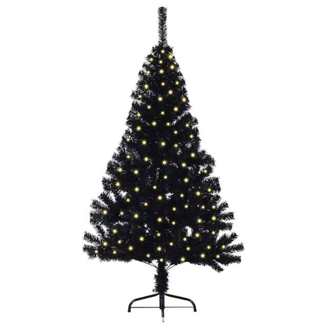 Berkfield Home Beautiful Artificial Pre-lit Christmas Tree Black 150 cm PVC - image 1