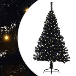 Berkfield Home Beautiful Artificial Pre-lit Christmas Tree Black 150 cm PVC - thumbnail 3