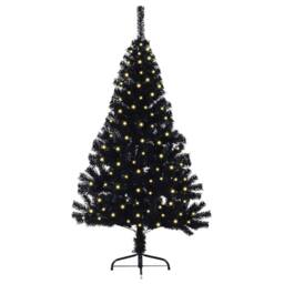 Berkfield Home Beautiful Artificial Pre-lit Christmas Tree Black 150 cm PVC - thumbnail 1