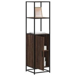 Berkfield Home Highboard Brown Oak 35.5x35x139 cm Engineered Wood & Metal - thumbnail 1