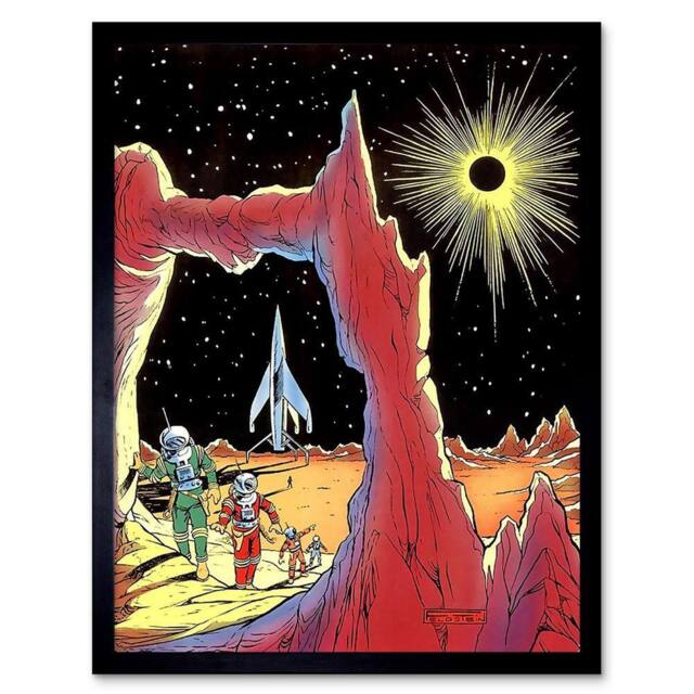 "Artery8 Fantasy Sci Fi Alien Planet Rocket Ship Space USA Framed Art Print - Size: W12"" x H16""" - image 1