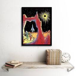 "Artery8 Fantasy Sci Fi Alien Planet Rocket Ship Space USA Framed Art Print - Size: W12"" x H16""" - thumbnail 2