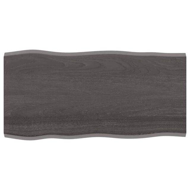Berkfield Home Table Top Dark Grey 100x50x2 cm Treated Solid Wood Oak Live Edge in Brown - Size: 100 x 50 x 2 cm - image 1