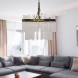 First Choice Lighting Georgia - Antique Brass with Glass Rods Ceiling Pendant Light in Bronze - thumbnail 4