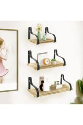 Living and Home 3pcs Floating Display Shelves Light Carbonized Wall Mounted Wood Shelf Plant Stand in Brown - thumbnail 5