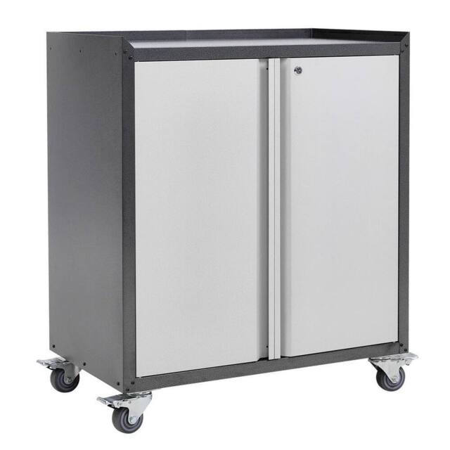 KORVIXA Mobile Metal Filing File Cabinet Storage Cupboard 2 in Grey - Size: 100 cm x 100 cm - image 1