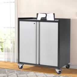 KORVIXA Mobile Metal Filing File Cabinet Storage Cupboard 2 in Grey - Size: 100 cm x 100 cm - thumbnail 4