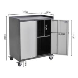 KORVIXA Mobile Metal Filing File Cabinet Storage Cupboard 2 in Grey - Size: 100 cm x 100 cm - thumbnail 2