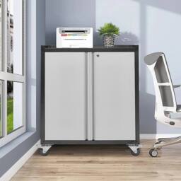 KORVIXA Mobile Metal Filing File Cabinet Storage Cupboard 2 in Grey - Size: 100 cm x 100 cm - thumbnail 3