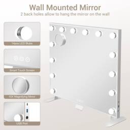 Dprodo 14 LED Bulbs Vanity Mirror with Lights in White - Size: 1 Pack - thumbnail 7