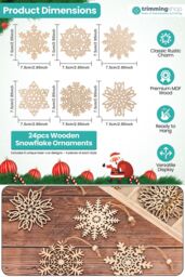 Neel Blue Wooden Snowflake Ornaments - Pack of 24 in Light Beige - thumbnail 2