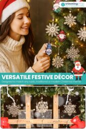 Neel Blue Wooden Snowflake Ornaments - Pack of 24 in Light Beige - thumbnail 3