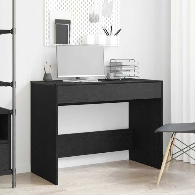 Berkfield Home Desk Black Oak 101x50x76.5 cm Engineered Wood - image 1