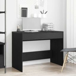 Berkfield Home Desk Black Oak 101x50x76.5 cm Engineered Wood - thumbnail 1