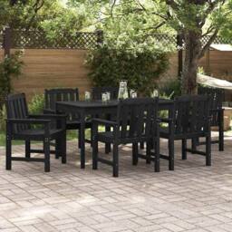 Berkfield Home Garden Dining Chairs 6 pcs Black 65, 5x55, 5x88 cm HDPE - thumbnail 2
