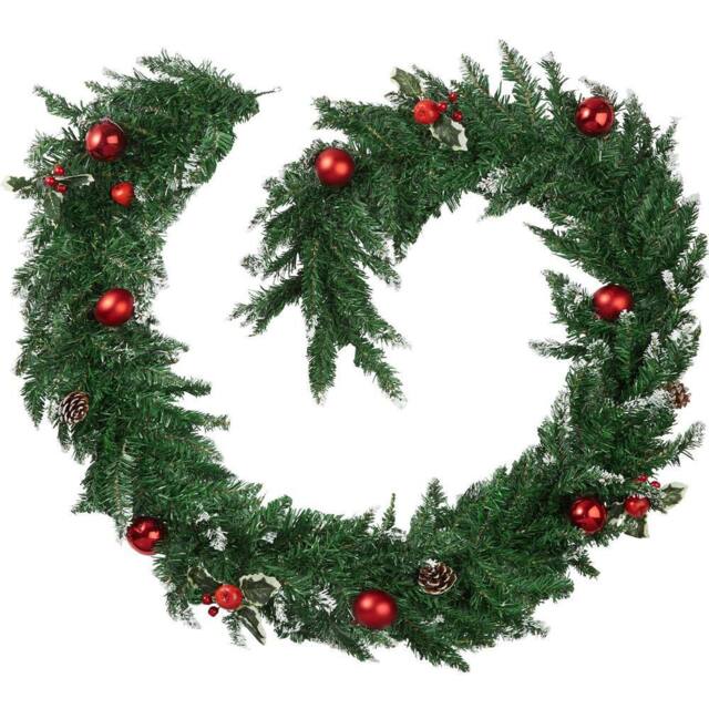 tectake Christmas Garland - Artificial, With Baubles, Pine Cones & Berries - image 1