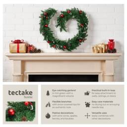 tectake Christmas Garland - Artificial, With Baubles, Pine Cones & Berries - thumbnail 2