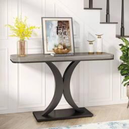 VOGREX 100 cm Industrial Console Table, Narrow Entryway Foyer Table in Grey - thumbnail 3