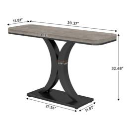 VOGREX 100 cm Industrial Console Table, Narrow Entryway Foyer Table in Grey