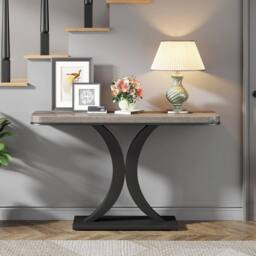 VOGREX 100 cm Industrial Console Table, Narrow Entryway Foyer Table in Grey - thumbnail 4