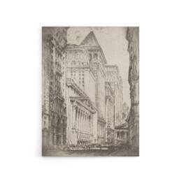 "Artery8 Joseph Pennell New York Stock Exchange Cityscape Canvas Wall Art Print in Grey - Size: W12"" x H16""" - thumbnail 1