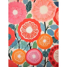 "Artery8 Wall Art Print Pomegranate Tree Flowers in Bloom Mediterranean Bright Floral Abstract Artwork Poster in Pink - Size: W24"" x H32""" - thumbnail 1