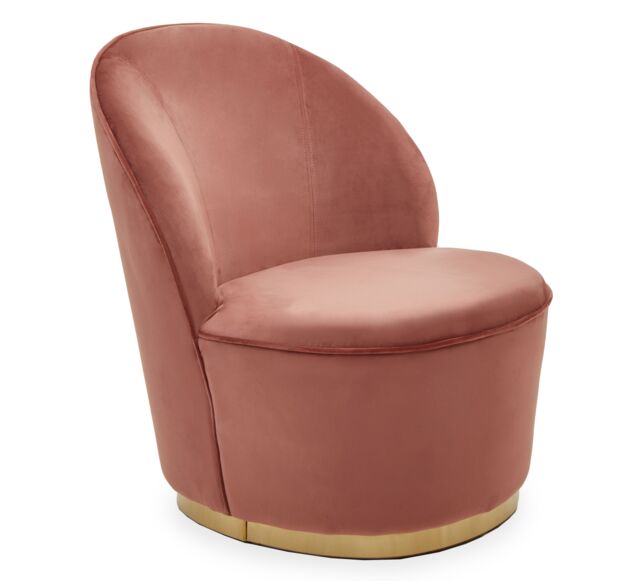 Orsina Luxurious Dusty Pink Velvet Gold Base Chair, Modern Armless Chair For Livingroom, Wooden Chair For Bedroom - image 1