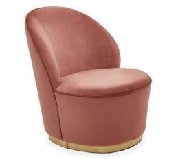 Orsina Luxurious Dusty Pink Velvet Gold Base Chair, Modern Armless Chair For Livingroom, Wooden Chair For Bedroom