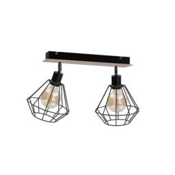 Netlighting Atwood Twin Ceiling Spotlight Black Wood 53cm 2x E27
