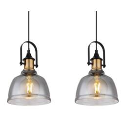 Netlighting Dorothea Bar Pendant Ceiling Light Black Glass Shade 3x E27 - thumbnail 4