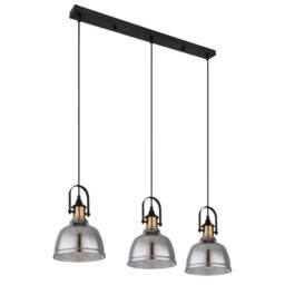Netlighting Dorothea Bar Pendant Ceiling Light Black Glass Shade 3x E27 - thumbnail 2