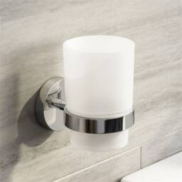 Nordara Soap Dish Toothbrush Holder Bathroom Accessory Set Chrome Wall Mount in White - thumbnail 5