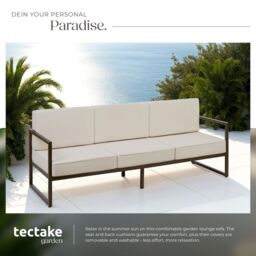 tectake Garden Furniture Comosa - for 3 people, XXL padding, 1 sofa in Brown - Size: 3 Seater - thumbnail 4