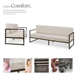 tectake Garden Furniture Comosa - for 3 people, XXL padding, 1 sofa in Brown - Size: 3 Seater - thumbnail 3