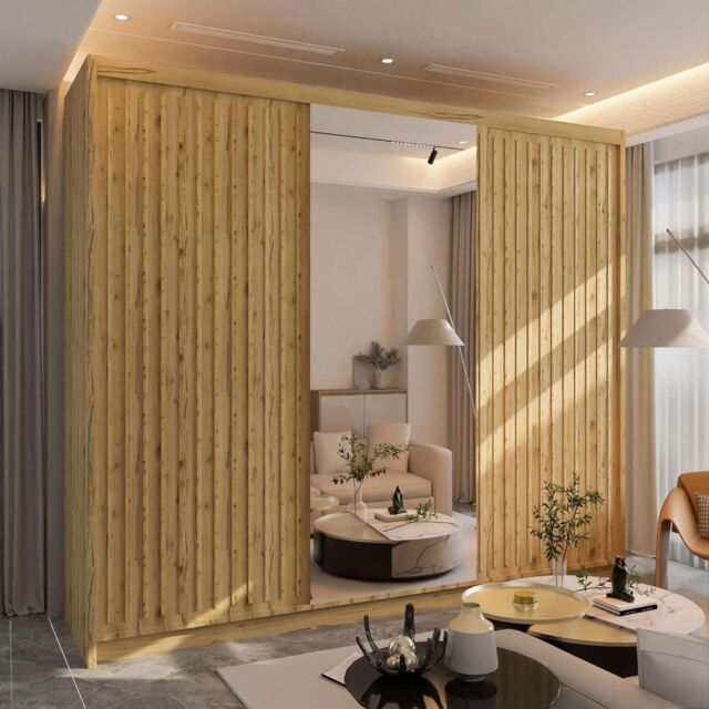 Sliding Wardrobes 4U Ronni Sliding Door Wardrobe 250cm X 217cm in Light Oak - Size: 250 cm X 217 cm - image 1
