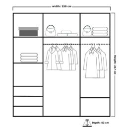 Sliding Wardrobes 4U Ronni Sliding Door Wardrobe 250cm X 217cm in Light Oak - Size: 250 cm X 217 cm - thumbnail 2